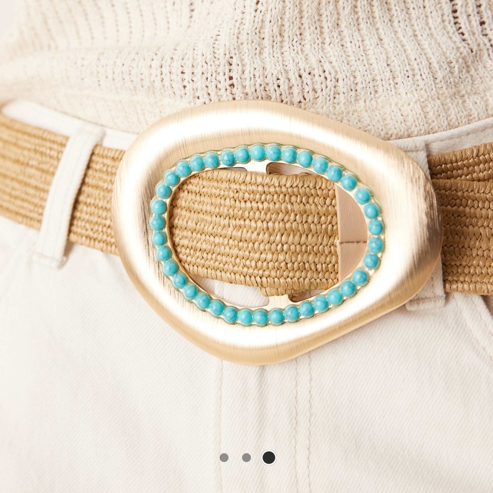ASOS | Straw Belt with statement Turquoise and Gold Buckle